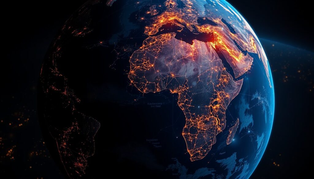Planet Earth with its continents mapped by a glowing human neural network, some connections broken, representing the global and biological nature of addiction.